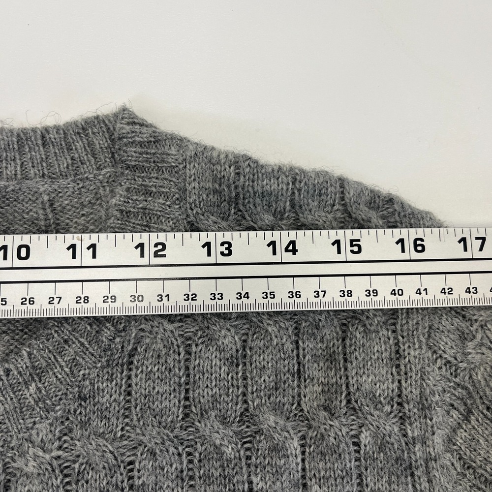 Norm Thompson 100% Wool Cardigan Cable Knit Button Front Sweater Fisherman XLP - Picture 8 of 10